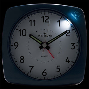 ATRIUM Wecker Analog Quarz blau metallic A251-5 ohne Ticken mit Licht und Snooze