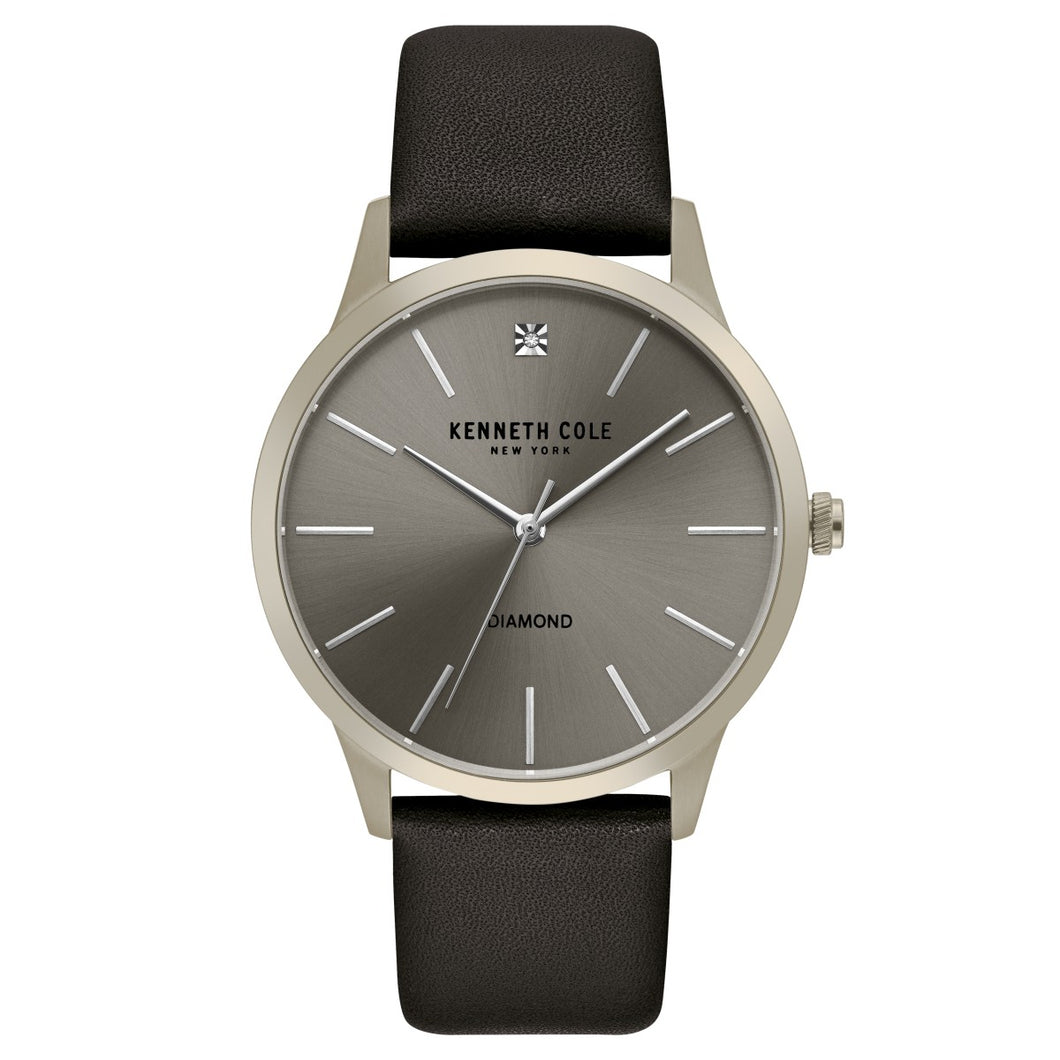 Kenneth Cole New York Herren-Armbanduhr Analog Quarz Leder KC15111010