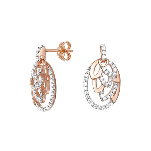 Esprit Damen Ohrringe Silber Rosé Zirkonia Nature Glam ESER91936A000