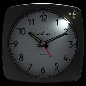 ATRIUM Wecker Analog Quarz anthrazit me. A251-4 ohne Ticken mit Licht und Snooze