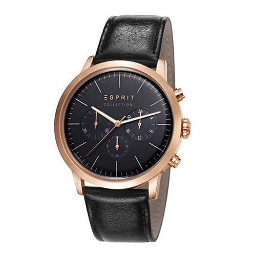 Esprit Collection Herren Uhr Armbanduhr Chrono Soter Rosé Leder EL102191004