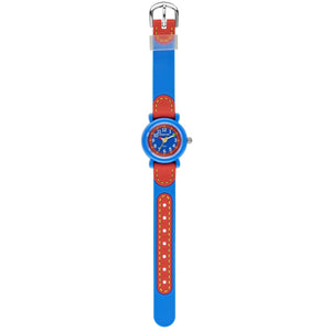 JACQUES FAREL Kinder-Armbanduhr Analog Quarz Silikonband KFW 1000 blau / rot