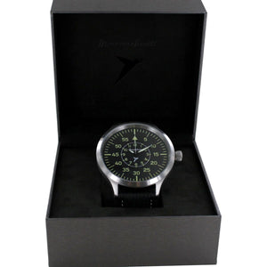 Aristo Herren Messerschmitt Uhr Fliegeruhr Triple XL Automatik ME-65B Leder