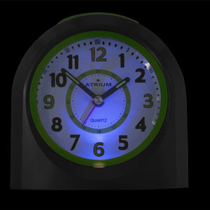 ATRIUM Wecker Analog Quarz schwarz A921-7 ohne Ticken mit Licht und Snooze