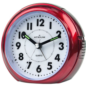 ATRIUM Wecker Analog Quarz rot A240-1 ohne Ticken mit Licht große Zahlen