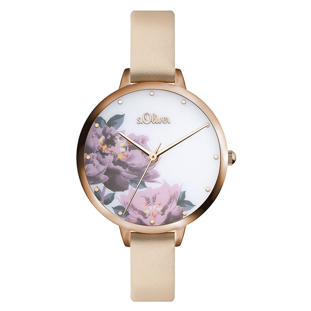 s.Oliver Damen Uhr Armbanduhr Leder SO-3536-LQ