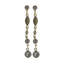 Laden Sie das Bild in den Galerie-Viewer, Konplott Ohrringe Ohrstecker Dangling Navette khaki grey silber
