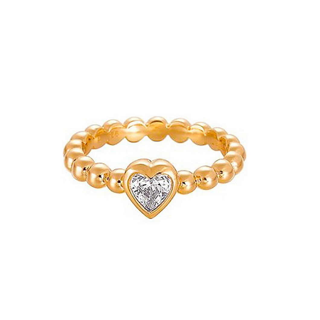 Esprit Damen Ring Silber Gold Zirkonia Pellet Heart ESRG91751B1