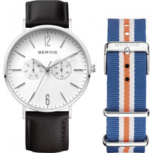 Laden Sie das Bild in den Galerie-Viewer, Bering Herren Uhr Armbanduhr Ultra Slim 14240-404 Leder Textil