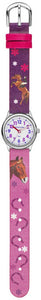 JACQUES FAREL Kinder-Armbanduhr Analog Quarz Mädchen Kunstleder HCC 543 Pferd