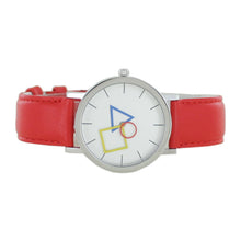 Laden Sie das Bild in den Galerie-Viewer, Aristo Bauhaus Unisex Uhr Edelstahl 4D85IR Leder rot