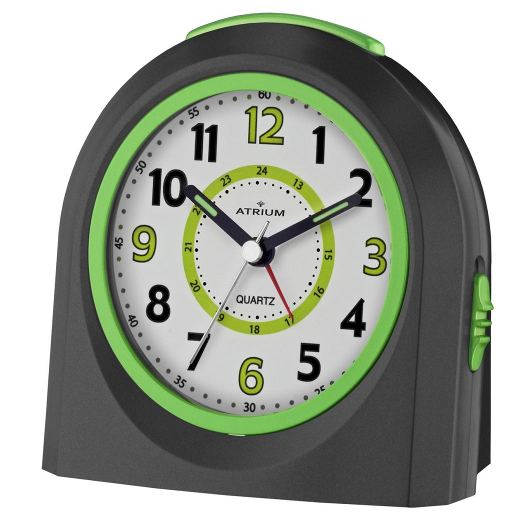 ATRIUM Wecker Analog Quarz schwarz A921-7 ohne Ticken mit Licht und Snooze