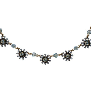 Konplott Halskette Collier Pool-Side Flower blue antique brass