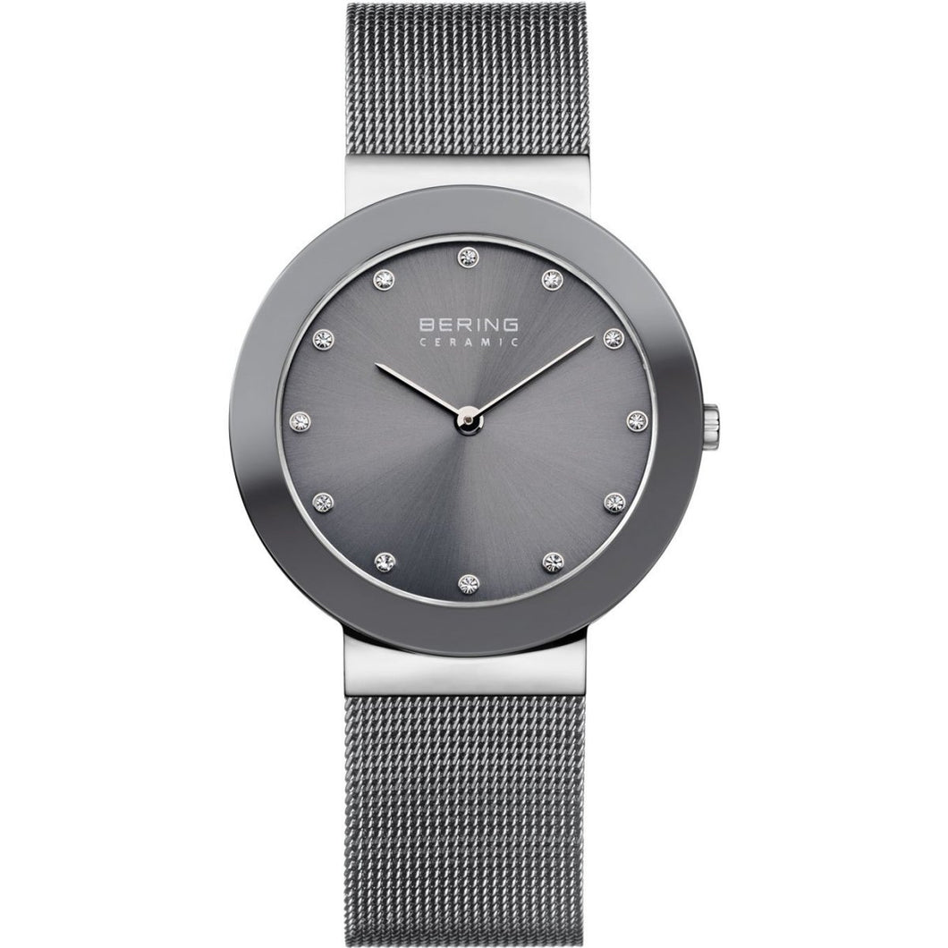 Bering Damen Uhr Armbanduhr Slim Ceramic - 11435-389 Meshband