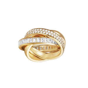 Esprit Damen Ring Edelstahl Gold Tridelia Zirkonia ESRG02258B1