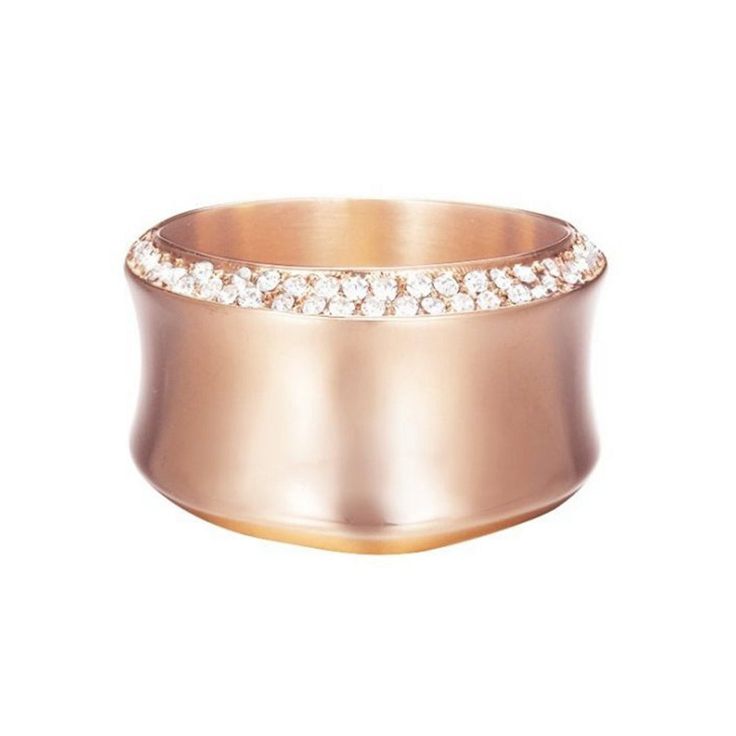 Esprit Damen Ring Edelstahl Rosé Crystal Curved ESRG12542C1