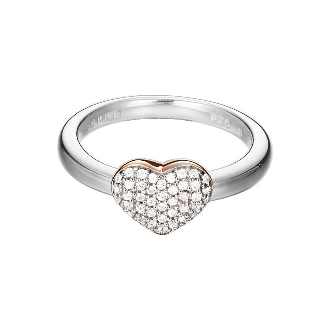 Esprit Damen Ring Silber Rosé Herz Zirkonia ESRG92356B1