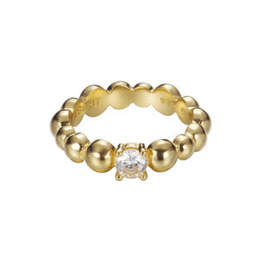 Esprit Damen Ring Silber Gold Zirkonia Solo Pellet ESRG92321B1
