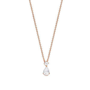 Esprit Damen Kette Collier Silber Rosé Zirkonia Drop solitaire ESNL92992B420
