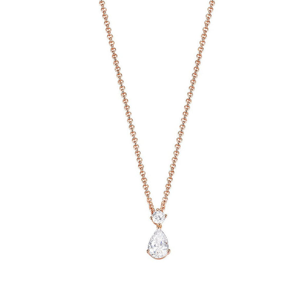 Esprit Damen Kette Collier Silber Rosé Zirkonia Drop solitaire ESNL92992B420