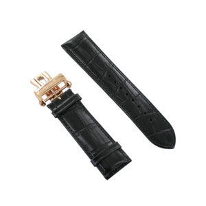 Ingersoll Ersatzband für Uhren Leder schwarz g. Kroko Faltschl. spez. Rosé 24 mm