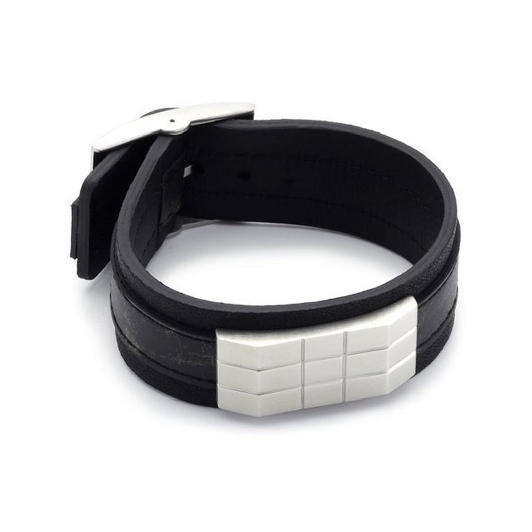 Esprit Herren Armband Leder Edelstahl Silber Energy ESBR11972A210