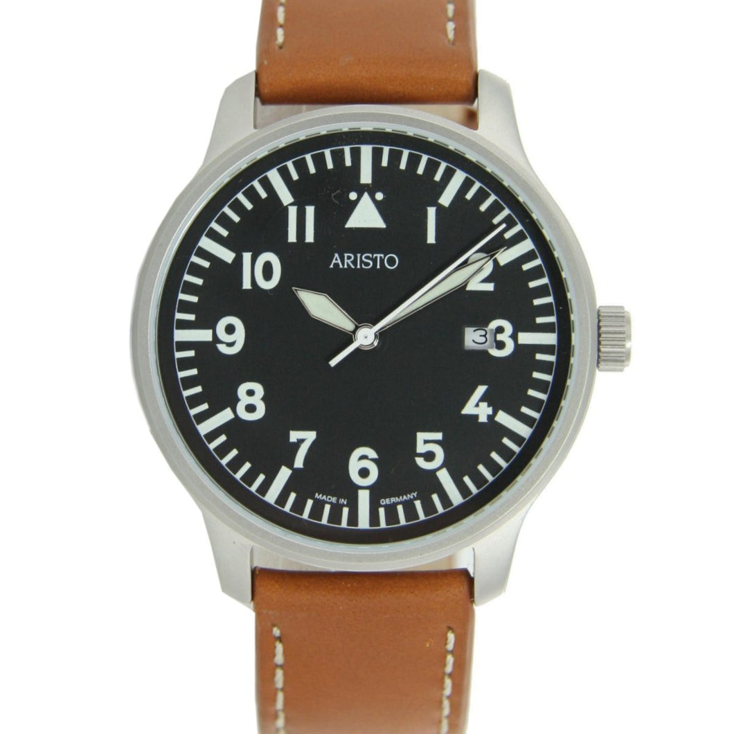 Aristo Herren Uhr Armbanduhr Fliegeruhr Quarz Edelstahl 3H84