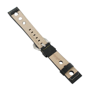 Ingersoll Ersatzband für Uhren Leder schwarz Naht gelb Dornschließe 24 mm