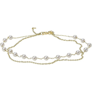 Fossil Damen Armband Fußkette Edelstahl Goldfarben Glasperlen JF03740710