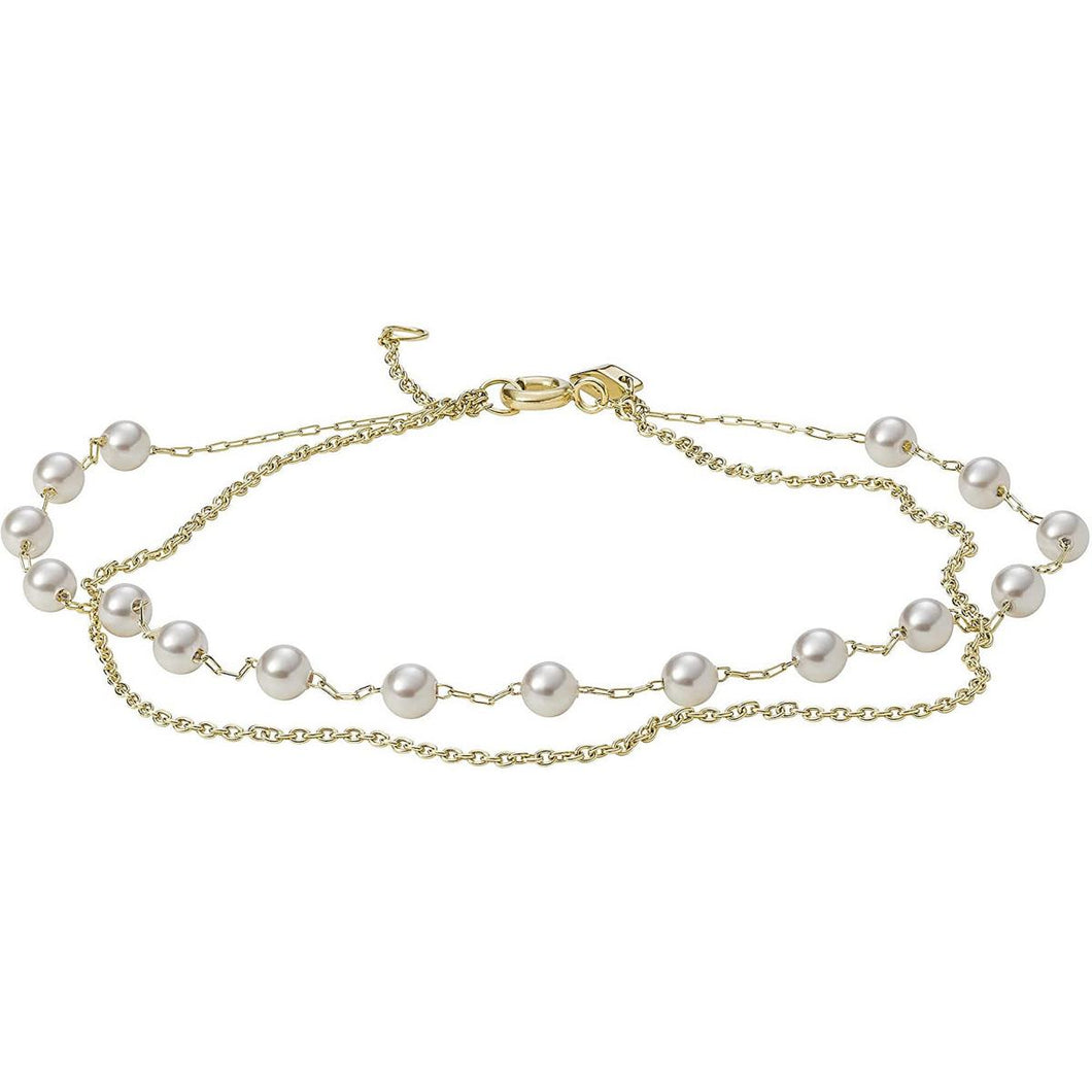 Fossil Damen Armband Fußkette Edelstahl Goldfarben Glasperlen JF03740710