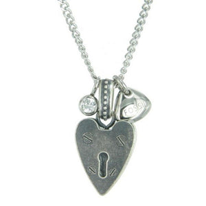 Fossil Damen Edelstahl Kette Collier JF86597040 Herz Schloss Strass