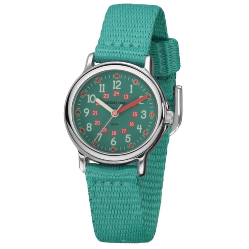 JACQUES FAREL Kinder-Armbanduhr Analog Quarz Mädchen Textilband KCF 067 grün