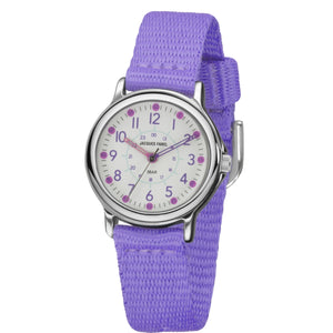 JACQUES FAREL Kinder-Armbanduhr Analog Quarz Mädchen Textilband KCF 023 violett