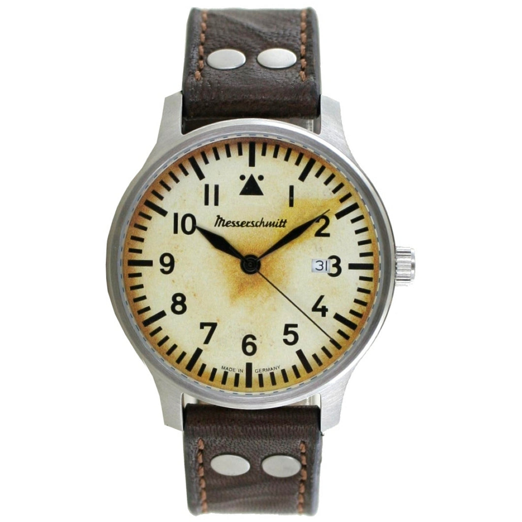 Aristo Herren Messerschmitt Uhr Fliegeruhr ME-42Vintage-2 Vintage Leder