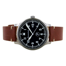 Laden Sie das Bild in den Galerie-Viewer, Aristo Herren Messerschmitt Uhr Fliegeruhr ME-6332BLVIN Leder