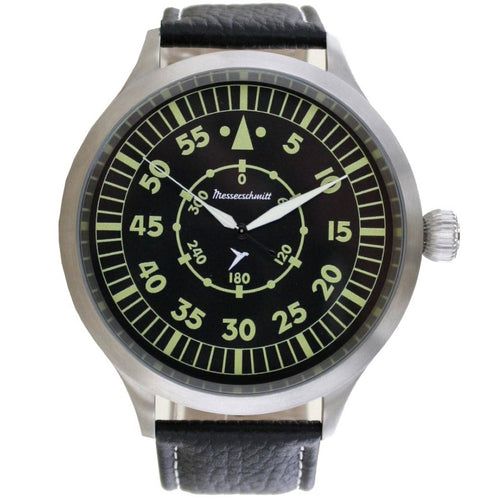 Aristo Herren Messerschmitt Uhr Fliegeruhr Triple XL Automatik ME-65C Leder