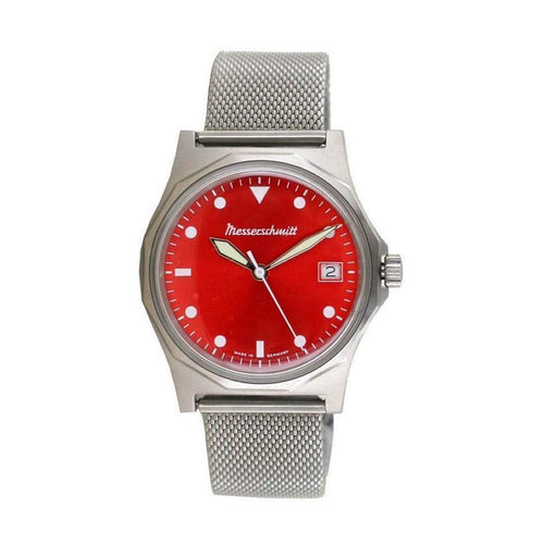 Aristo Herren Messerschmitt Uhr Fliegeruhr ME-99ROT Edelstahl rot