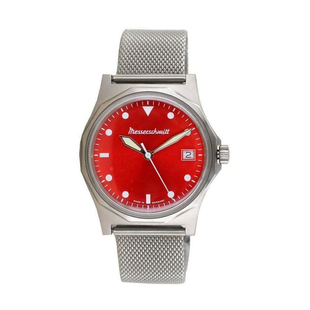 Aristo Herren Messerschmitt Uhr Fliegeruhr ME-99ROT Edelstahl rot