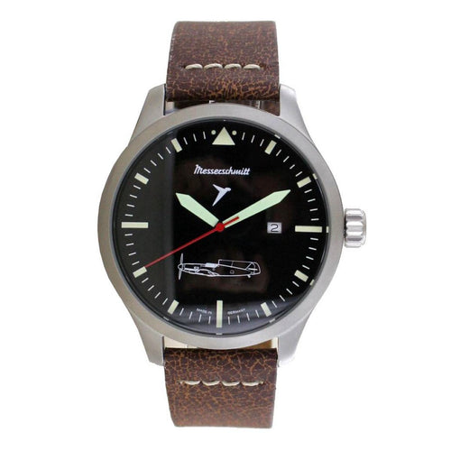 Aristo Herren Messerschmitt Uhr Fliegeruhr ME109-47 Leder Vintage