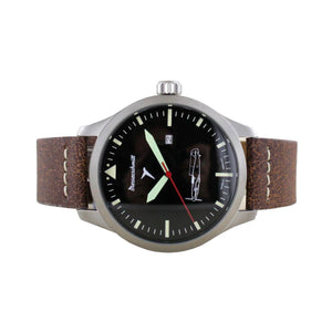 Aristo Herren Messerschmitt Uhr Fliegeruhr ME109-47 Leder Vintage