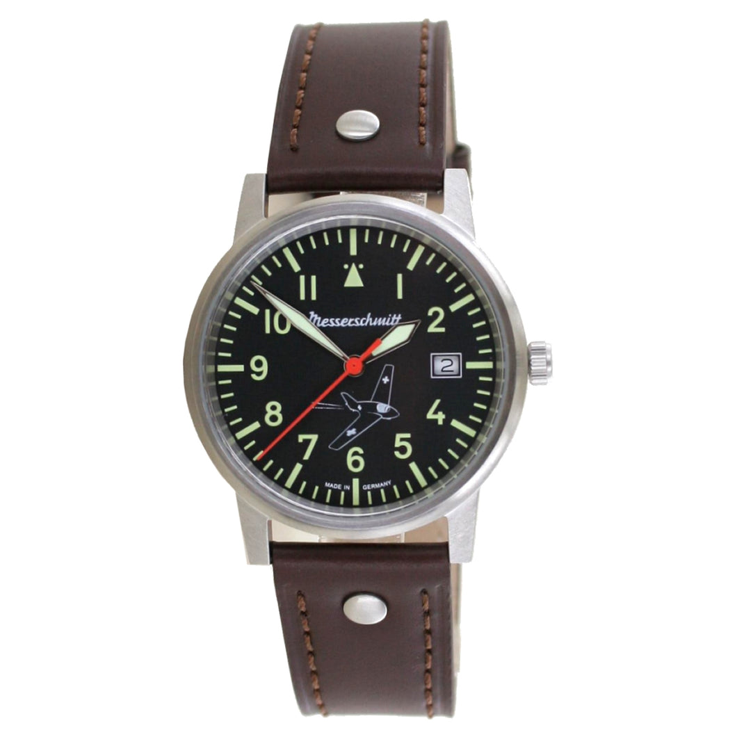 Aristo Unisex Messerschmitt Uhr Fliegeruhr - Komet 80 Jahre - ME163-80-3 Leder