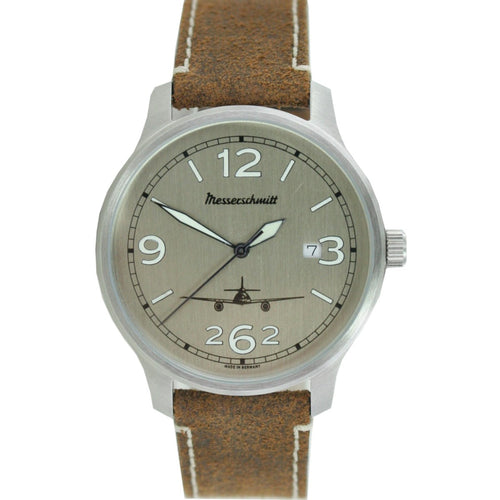 Aristo Herren Messerschmitt Uhr Fliegeruhr ME42-ALU-L Leder