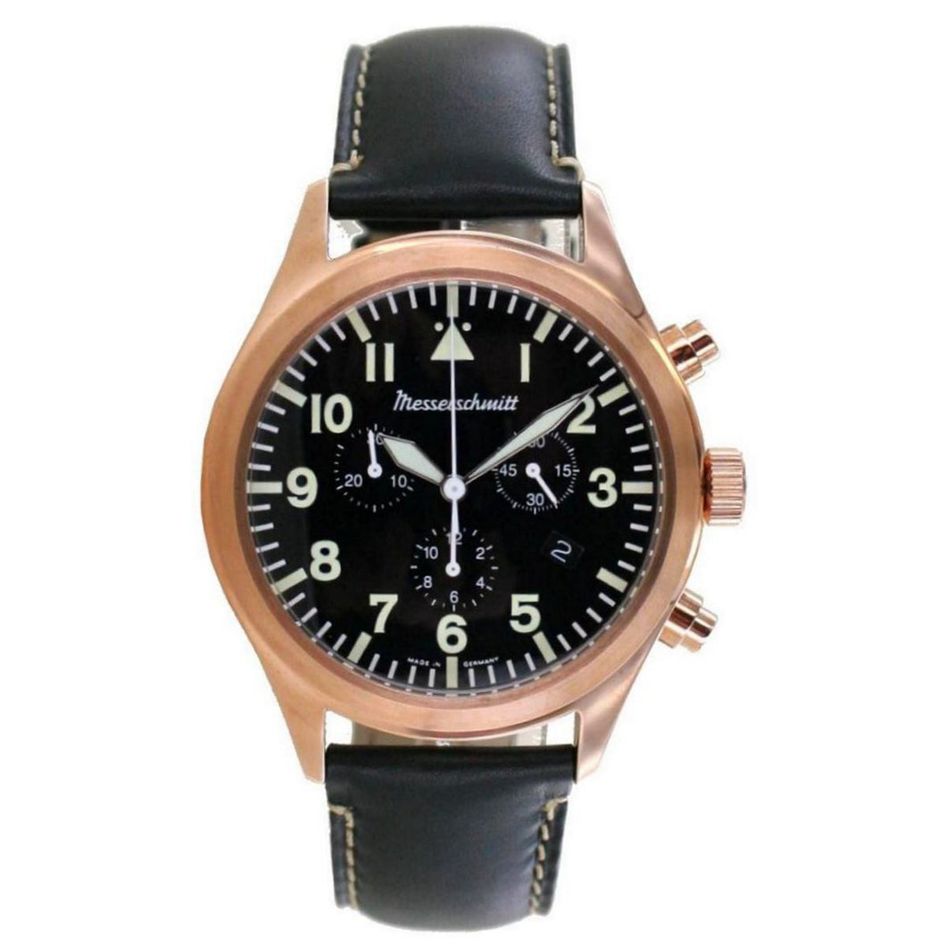 Aristo Herren Messerschmitt Uhr Chronograph ME5030-44ROSE Leder schwarz