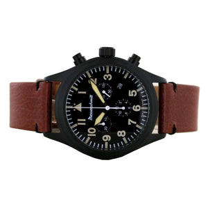 Aristo Herren Messerschmitt Uhr Chronograph ME5030-44VS vintage Leder rotbraun