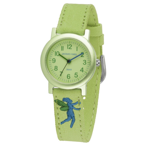 JACQUES FAREL Öko Kinder-Armbanduhr Analog Quarz Mädchen ORG 0613 grün Elfe