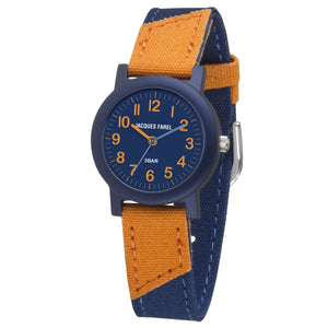 JACQUES FAREL Öko Kinder-Armbanduhr Analog Quarz Jungen ORG 1469 blau orange