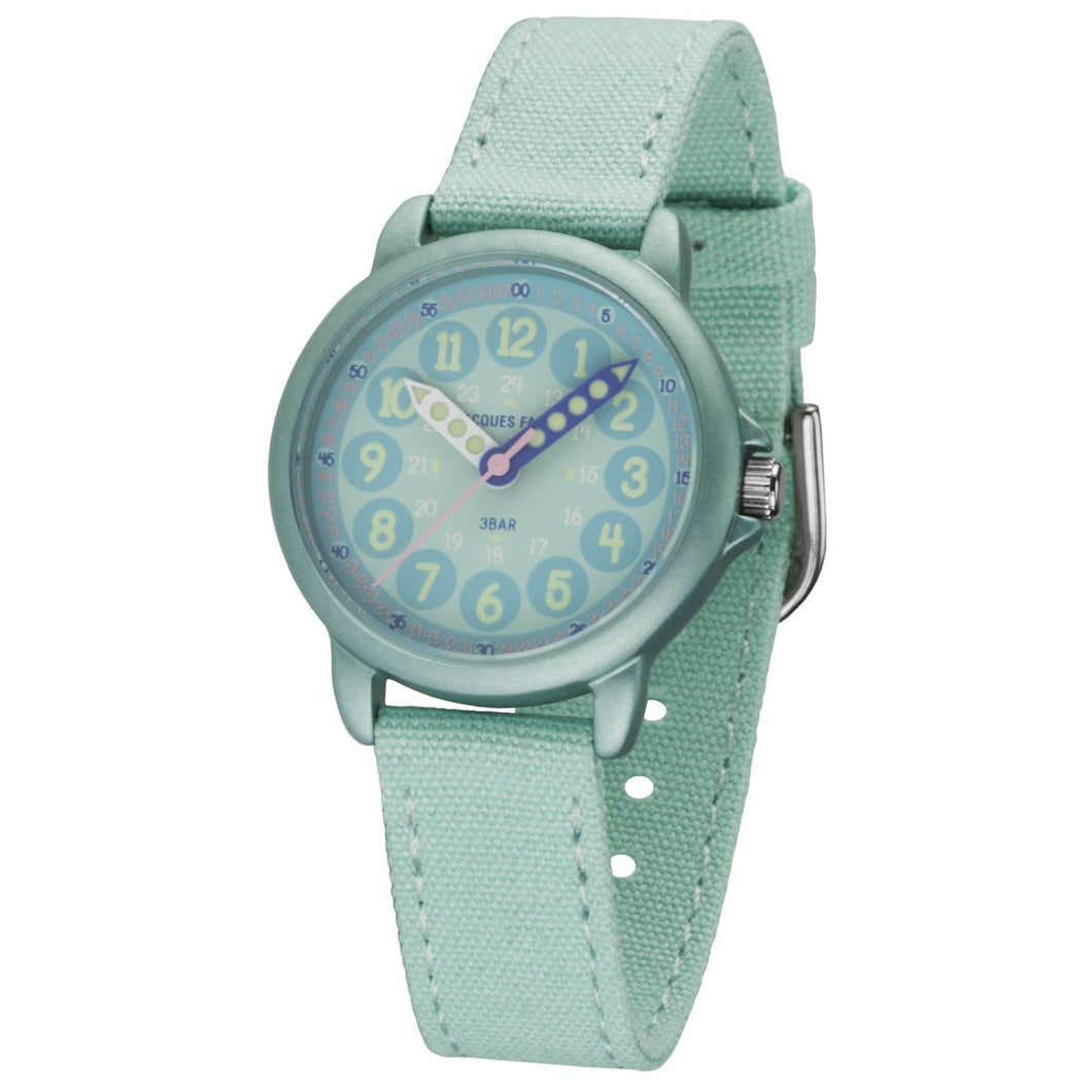 JACQUES FAREL Öko Kinder-Armbanduhr Analog Quarz Mädchen ORGT 1113 Mint Grün