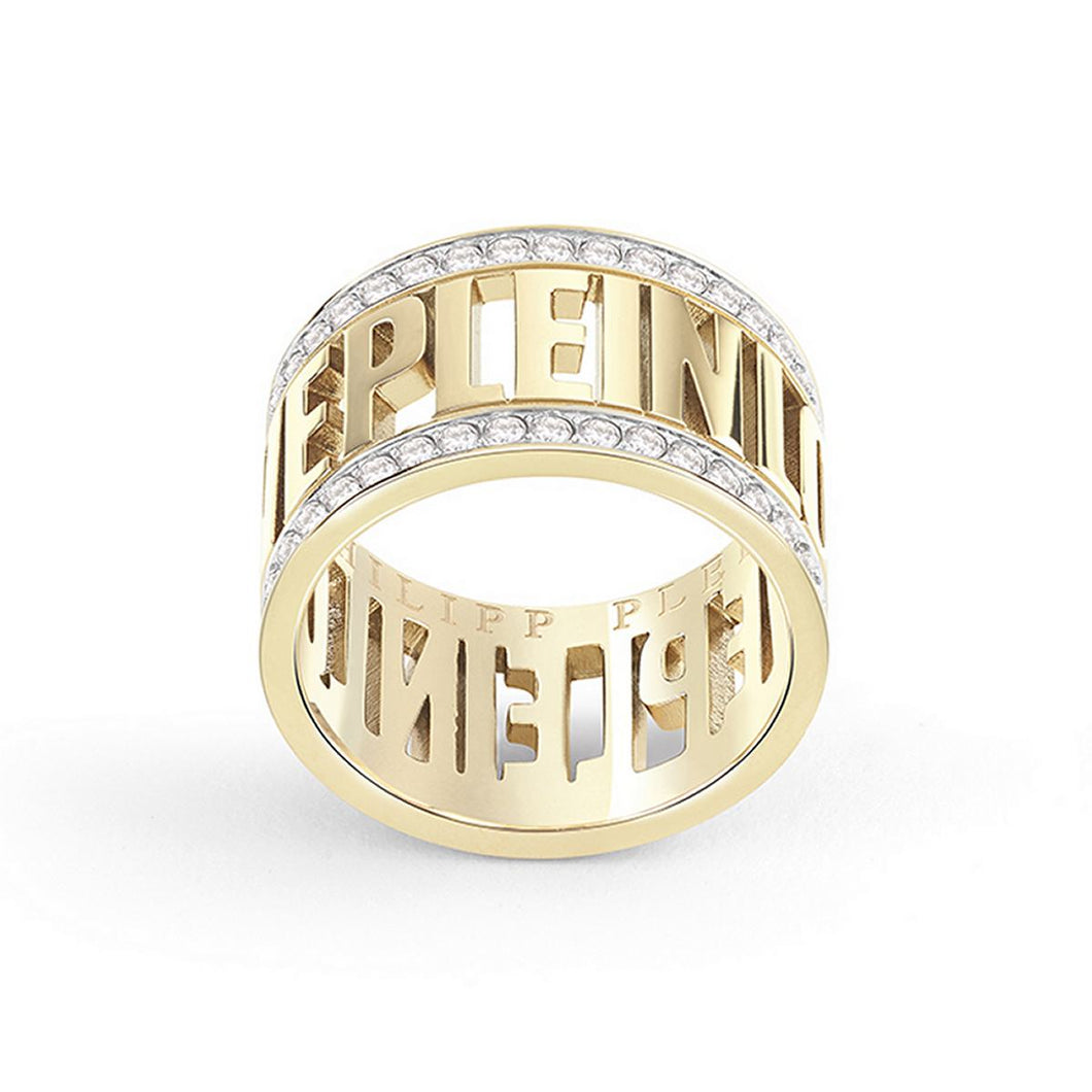 Philipp Plein Damen Ring Edelstahl Gold LETTERING PP Font PJ1AA08R
