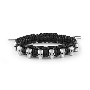 Philipp Plein Herren Armband Textil Edelstahl silber 3D SKULL PJ8AA18BU