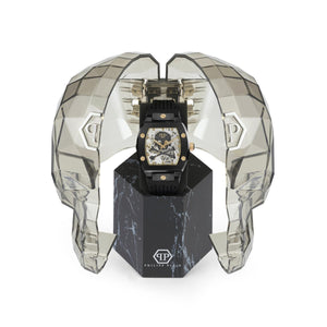 Philipp Plein Herren Uhr Automatik $KELETON schwarz Kristalle PWBAA0521 Silikon